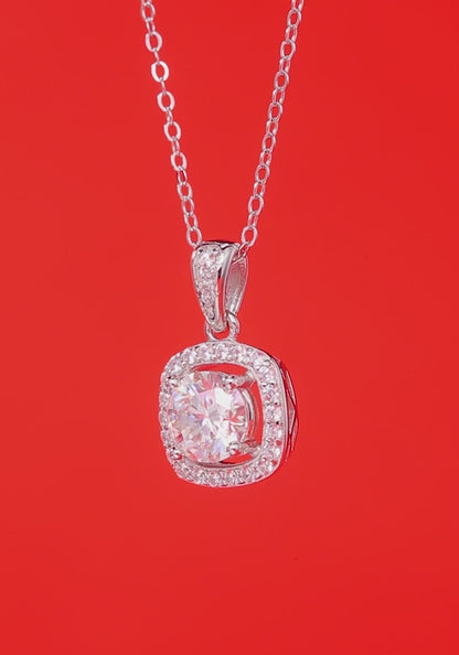 Collar con colgante de moissanita para mujer | Plata de ley 925 con baño de oro de 18 quilates | Diseño Universo