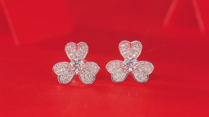 Moissanite Stud Earrings | Clover | Sterling Silver