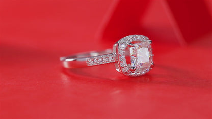 Moissanite Engagement Ring | Luminous Square | Sterling Silver