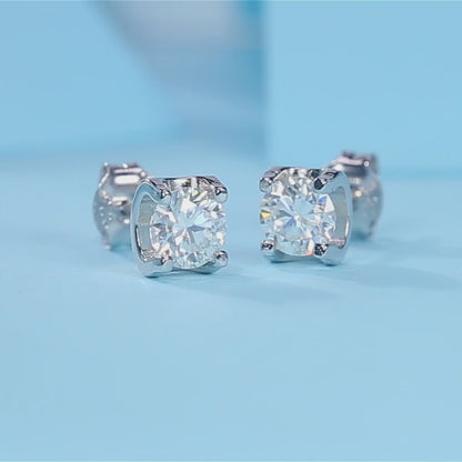 Pendientes de moissanita para mujer | Plata de ley 925 con baño de oro de 18 quilates | Diseño espacial