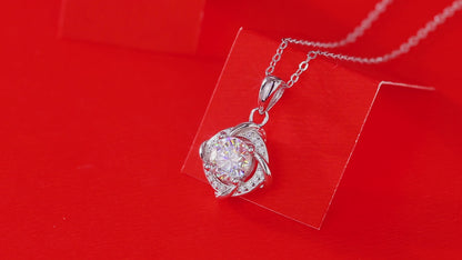 Collar con colgante de moissanita para mujer | Plata de ley 925 con baño de oro de 18 quilates | Diseño envolvente