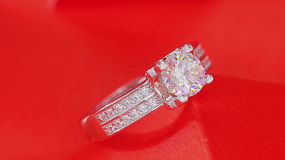 Moissanite Engagement Ring | Fireworks | Sterling Silver