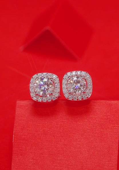 Pendientes de moissanita para mujer | Plata de ley 925 con baño de oro de 18 quilates | Diseño Universo