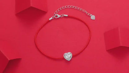 Moissanite Bracelet | Heart Cord | Sterling Silver