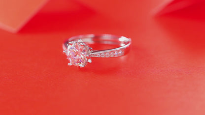 Moissanite Engagement Ring | Snowflakes | Sterling Silver