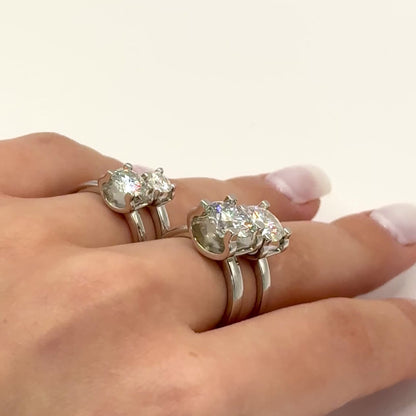 Moissanite Engagement Ring | Deep Space | Sterling Silver