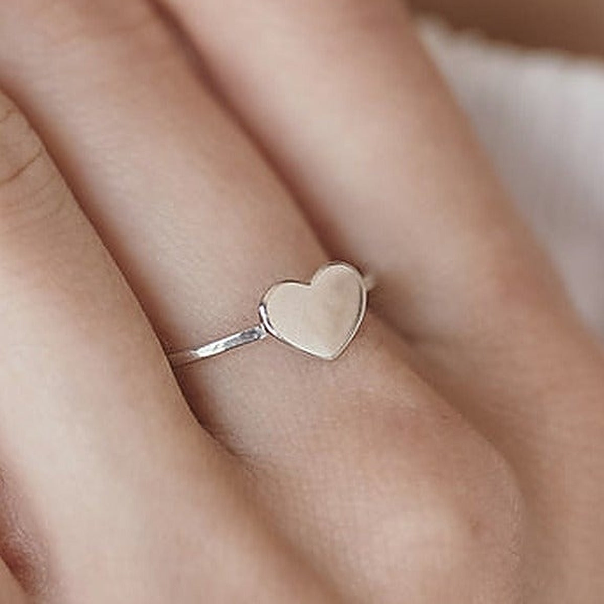 Sterling Silver Ring, silver heart, worn on hand
